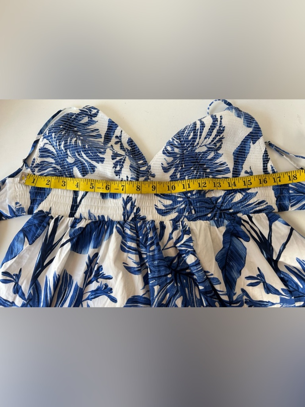 BCBG PALM CABO BLU MAXI DRESS L ADJUSTABLE STRAPS,SMOCKED WAIST,BACK TIE CLOSURE - Picture 8 of 10